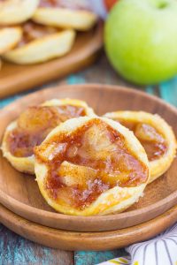 danish pastries with apple and caramel on a plate