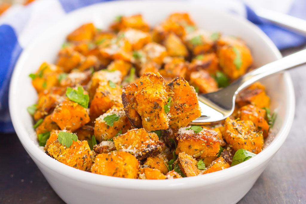 Roasted Parmesan Herb Sweet Potatoes | Thanksgiving Sweet Potato Recipes | Homemade Recipes