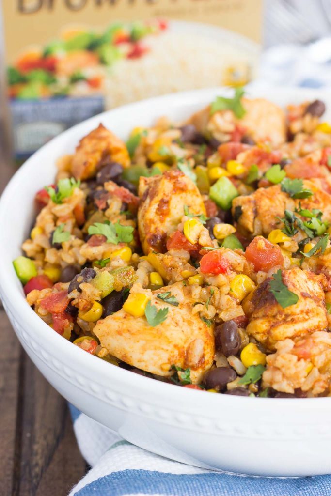 a southwest southwest chicken and rice bowl