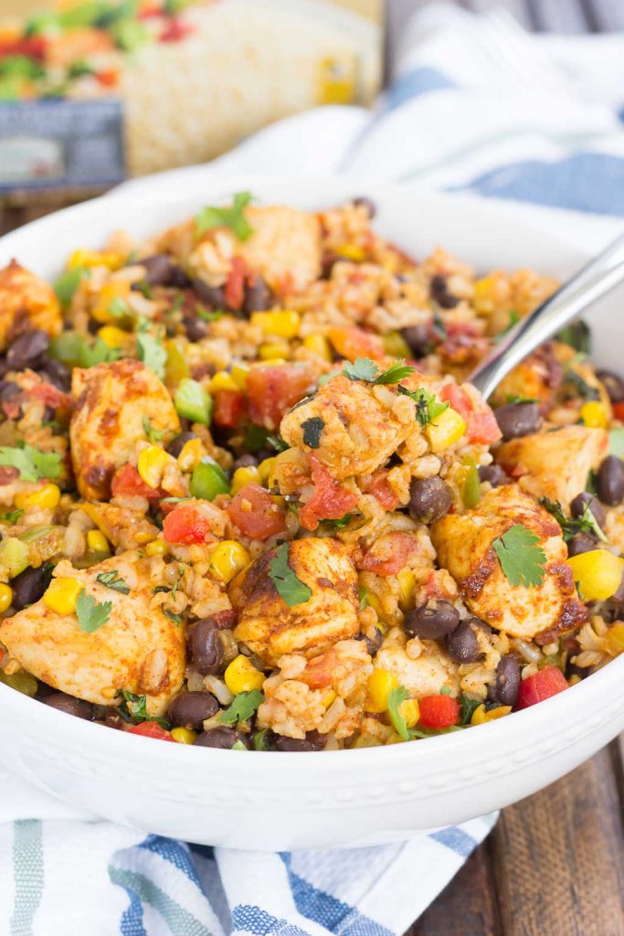 a southwest southwest chicken and rice bowl