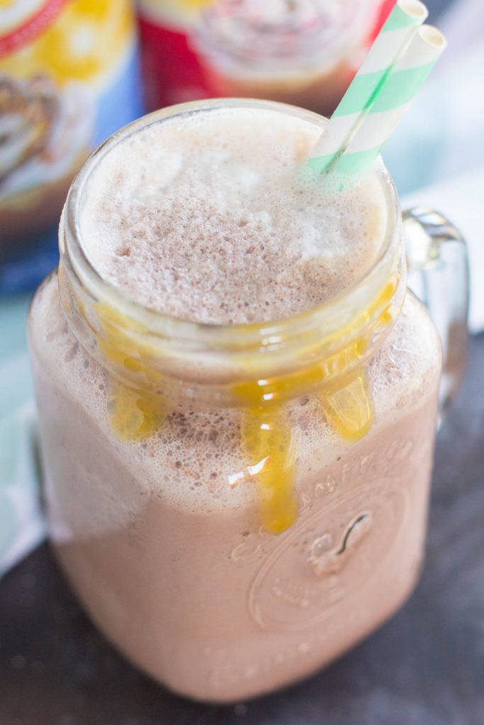  This Frozen Salted Caramel Mocha Hot Chocolate is a festive way to embrace the start of the holiday season. This easy drink is a sweet and creamy blend of hot chocolate, milk, and the rich flavors of salted caramel and mocha. Put a spin on traditional hot chocolate by serving this frozen drink instead!