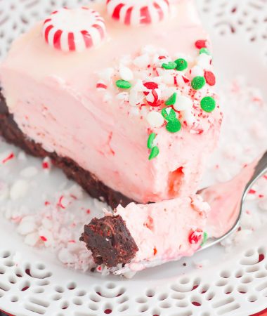 a piece of cheesecake on a plate with a fork