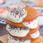 These White Chocolate Dipped Gingersnap Cookies are soft and chewy on the inside, while crisp on the outside. Filled with cozy spices and topped with creamy white chocolate, these cookies will be the hit of the holiday dessert table!