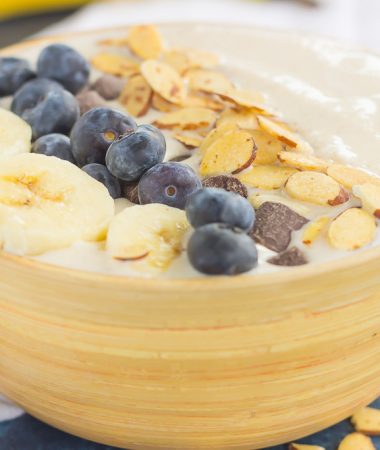 Filled with bananas, almond butter, and good-for-you ingredients, this Banana Nut Smoothie Bowl is a delicious way to start your day. Add your favorite toppings and your healthy, protein-filled bowl makes a deliciously simple breakfast or snack!