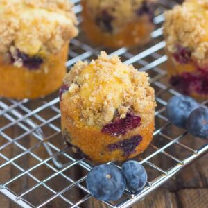 These Blueberry Coffee Cake Bites make the best breakfast or dessert. Loaded with juicy blueberries, topped with a cinnamon crumble, and baked to perfection, these mini bites are fun to make and even better to eat!