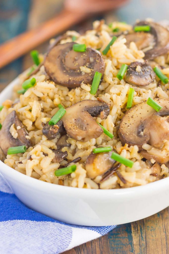 homemade rice pilaf in a white dish 