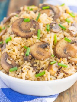 This Mushroom Wild Rice Pilaf is simple, fresh, and packed with flavor. Filled with fresh mushrooms, zesty seasonings, and wild rice, this dish serves as an easy side dish or main course that is sure to please everyone!