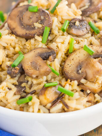 This Mushroom Wild Rice Pilaf is simple, fresh, and packed with flavor. Filled with fresh mushrooms, zesty seasonings, and wild rice, this dish serves as an easy side dish or main course that is sure to please everyone!