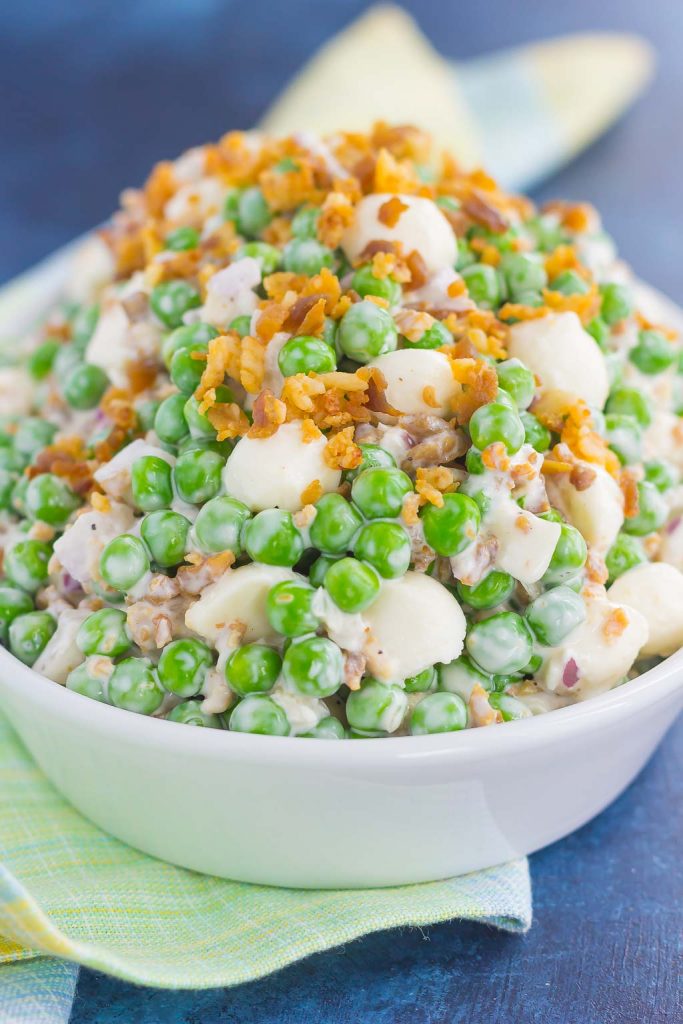 dish of creamy pea salad 