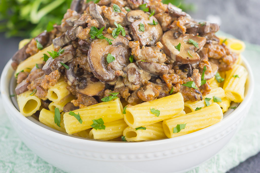 Creamy Sausage and Mushroom Rigatoni - Pumpkin 'N Spice