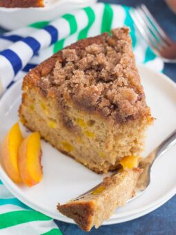 With juicy peaches, spices, and peach yogurt for extra taste and texture, this Fresh Peach Cake bakes up light, moist and delicious!