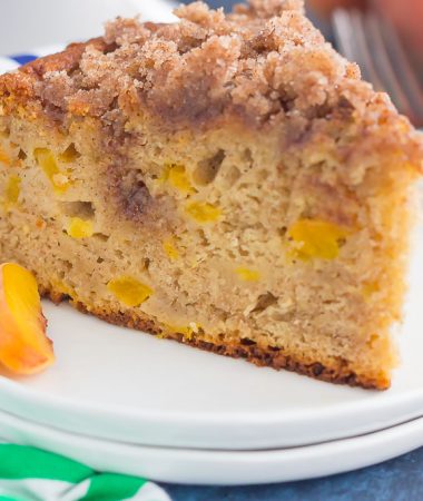 With juicy peaches, spices, and peach yogurt for extra taste and texture, this Fresh Peach Cake bakes up light, moist and delicious!