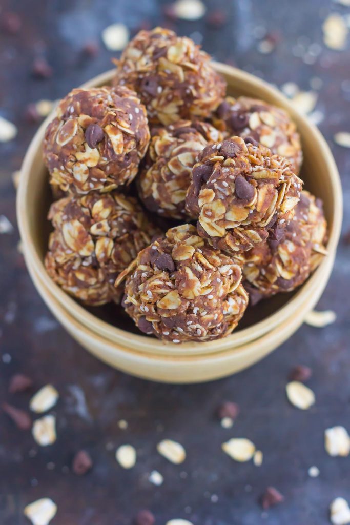 Packed with fiber, whole grains, and chia seeds, these Peanut Butter Energy Bites are sure to fuel you up and keep you going all day long!