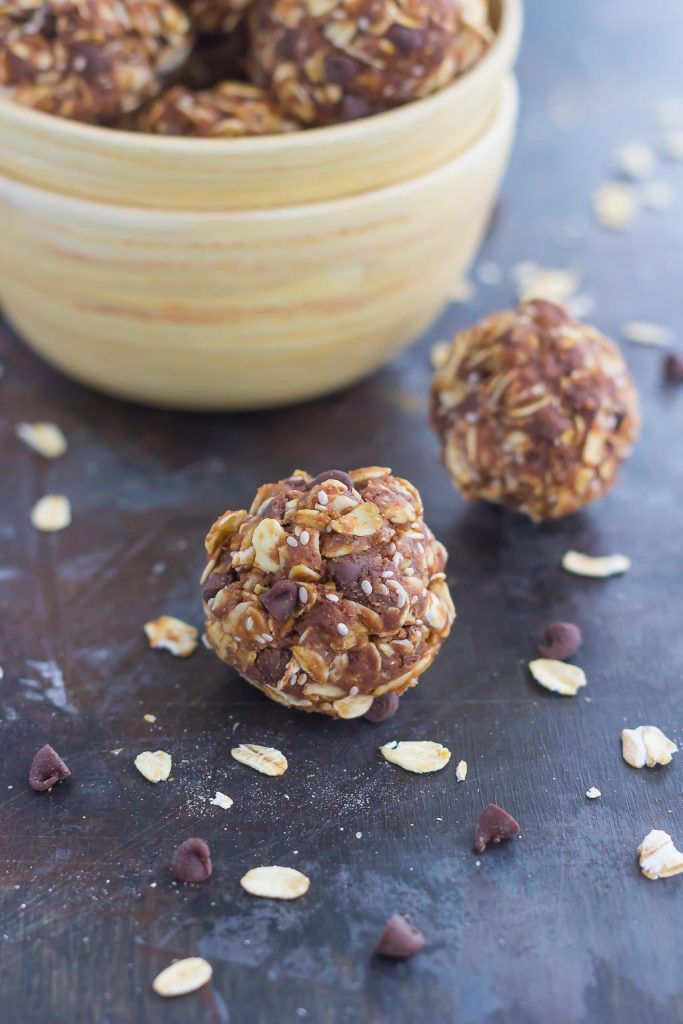 Packed with fiber, whole grains, and chia seeds, these Peanut Butter Energy Bites are sure to fuel you up and keep you going all day long!