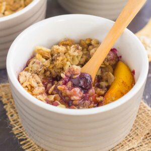 With fresh blueberries, juicy peaches, and a buttery crumble topping, this Blueberry Peach Crisp will quickly become your favorite dessert!