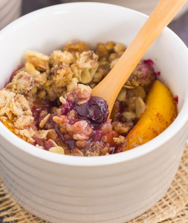 With fresh blueberries, juicy peaches, and a buttery crumble topping, this Blueberry Peach Crisp will quickly become your favorite dessert!