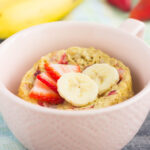 This Strawberry Banana Baked Oatmeal in a Mug is perfect for those busy mornings for when you want a quick and easy breakfast. Packed with hearty oats, fresh fruit and made in the microwave, you can have this baked oatmeal ready in less than five minutes!