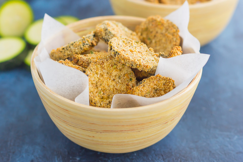 bowl of baked zucchini chips