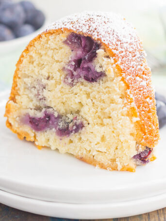 Fresh blueberries and creamy blueberry yogurt give this Blueberry Yogurt Cake a deliciously moist texture, full of blueberry flavor!