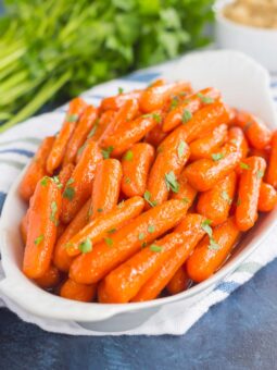 These Maple Brown Sugar Glazed Carrots are simple to prepare and full of warm flavors. The brown sugar and maple syrup creates a sweet glaze that coats the carrots with a welcoming taste!