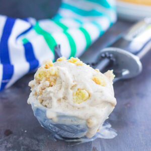 This {No-Churn} Snickerdoodle Ice Cream is loaded with cinnamon ribbons and soft sugar cookie pieces, all swirled into a sweet vanilla batter. Easy to make and with no ice cream maker needed, this creamy treat tastes just like your favorite cookie, in frozen form!