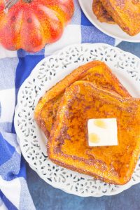 top down shot of french toast with pumpkin