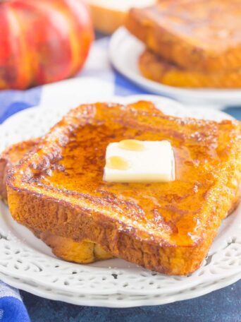 pumpkin french toast with butter and syrup
