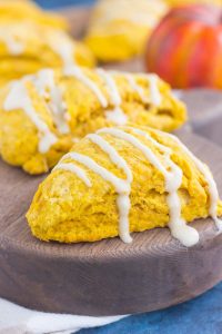 pumpkin scones drizzled with a maple glaze