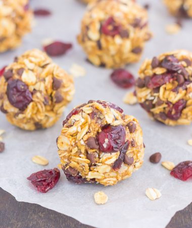 These Cherry Chocolate Chip Energy Bites are a simple, no-bake treat, filled with healthier ingredients and loaded with flavor. Perfect for a quick breakfast, snack, or even dessert, you'll be whipping up these bites all year long!