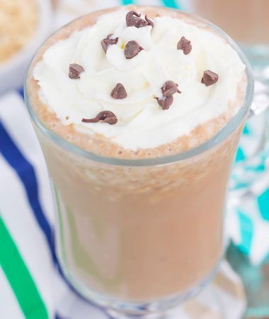This Iced Coffee Smoothie is the perfect way to get your morning off to a good start. Packed with coffee, oats, honey, and a banana, this healthier drink takes just minutes to make and will keep you going all day long!