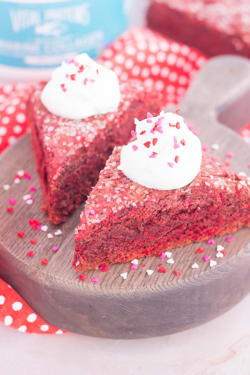 These Red Velvet Scones are crispy on the outside, tender on the inside, and bursting with a rich, chocolatey flavor. Topped with a sweet vanilla whipped cream, this decadent treat makes the most delicious breakfast or dessert!