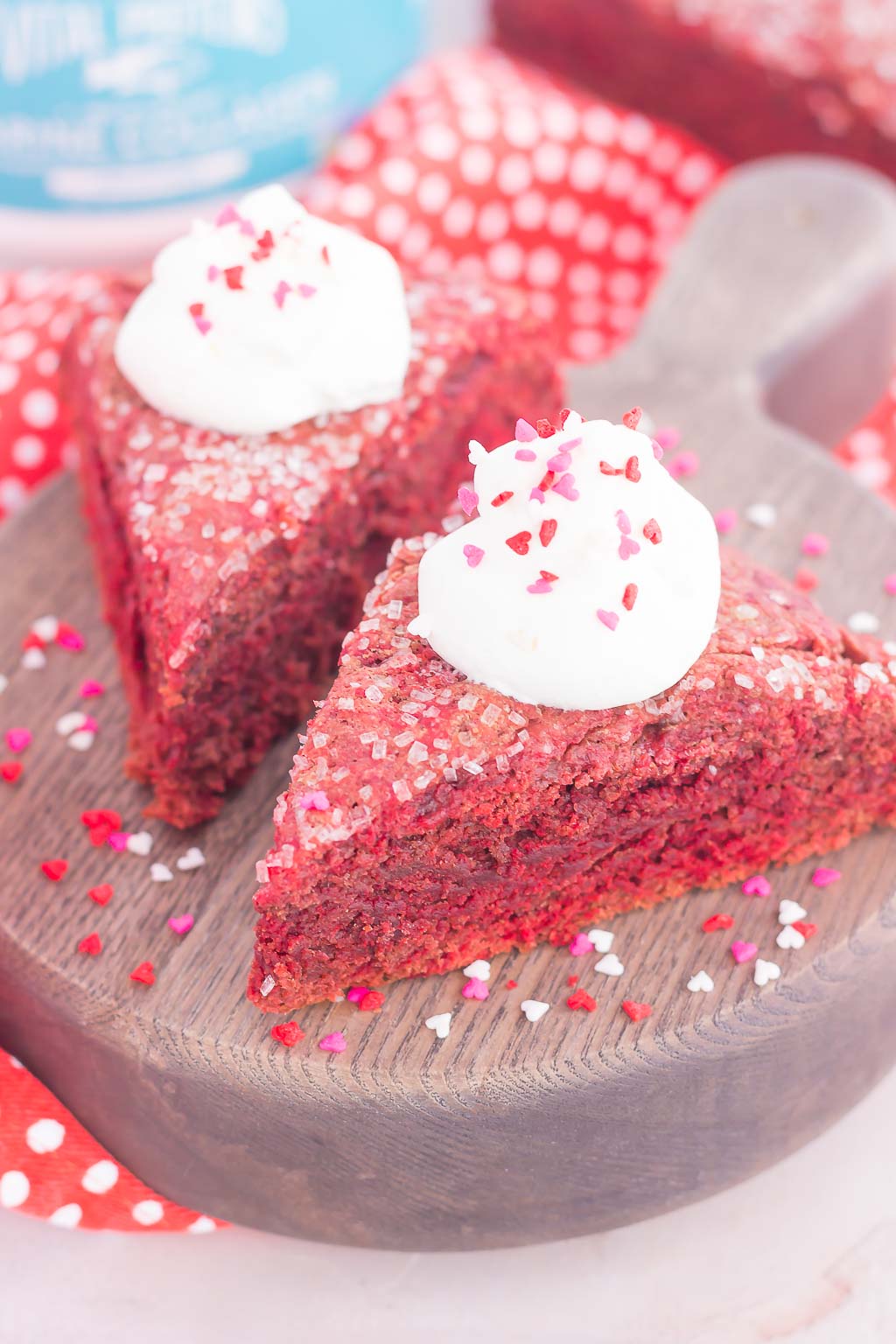 These Red Velvet Scones are crispy on the outside, tender on the inside, and bursting with a rich, chocolatey flavor. Topped with a sweet vanilla whipped cream, this decadent treat makes the most delicious breakfast or dessert!