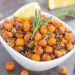 These Roasted Lemon Rosemary Chickpeas make a delicious snack or great addition to salads or soups. Packed with tangy lemon and fresh rosemary, these crunchy chickpeas are easy to make and perfect for when the munchies strike!