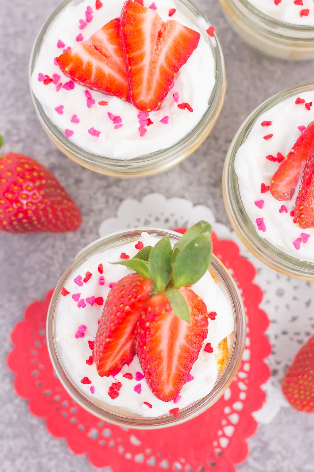 These Strawberry White Chocolate Pound Cake Trifles make a simple yet decadent dessert that's perfect for just about any occasion. Filled with pound cake chunks, white chocolate mousse and fresh strawberries, this easy, no-bake treat is ready in no time!