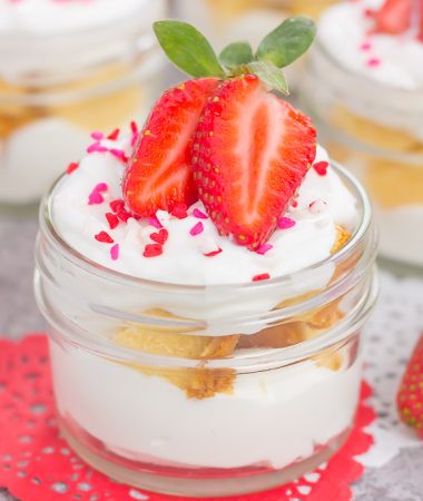 These Strawberry White Chocolate Pound Cake Trifles make a simple yet decadent dessert that's perfect for just about any occasion. Filled with pound cake chunks, white chocolate mousse and fresh strawberries, this easy, no-bake treat is ready in no time!