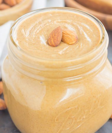 Packed with roasted almonds, sweet honey and splash of coconut oil, this Homemade Honey Almond Butter is smooth, creamy, and oh-so delicious. It's paleo, gluten-free, ready in less than 10 minutes, and so much better than the store-bought kind!