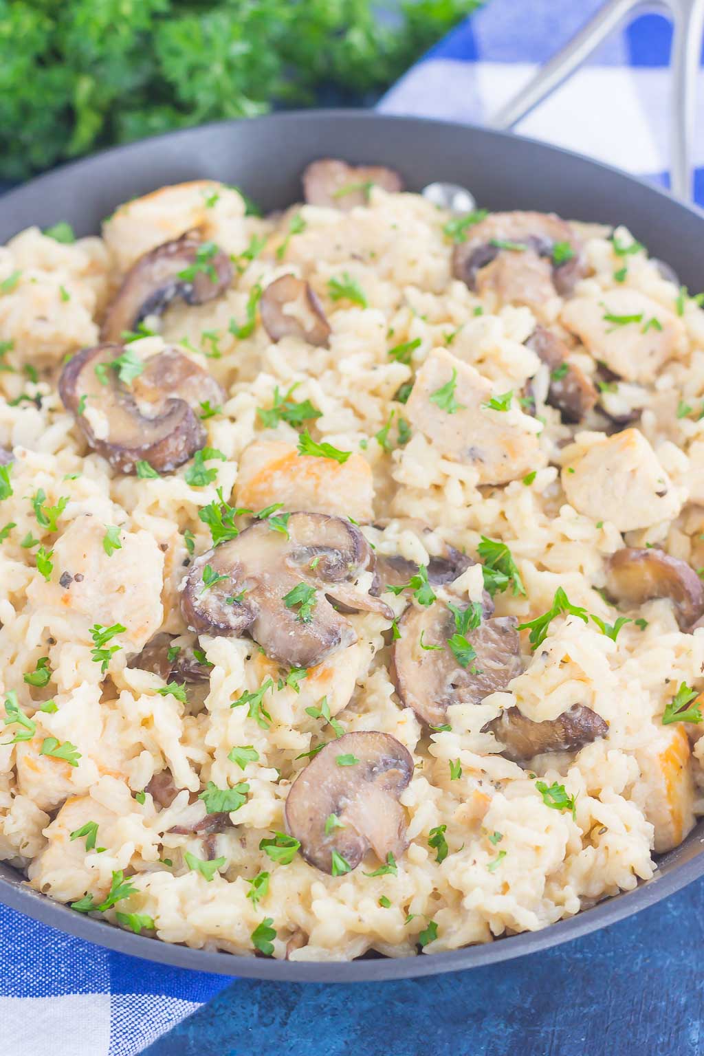 This One Pan Chicken and Mushroom Parmesan Rice is perfect for busy weeknights. Just a few simple ingredients is all it takes for this easy, one pan meal that's packed with flavor. It's guaranteed to be a favorite all year long!