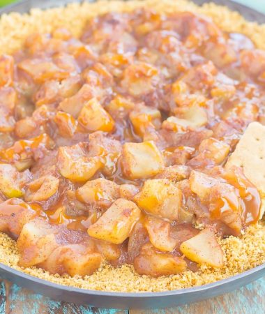 This Easy Caramel Apple Pie Dip tastes just like the classic pie, but without all of the prep work. Fresh apples are tossed with spices and then sautéed until tender. Drizzled with caramel and loaded onto a buttery graham cracker crust, this simple dessert is loaded with fall flavors!
