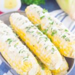 Parmesan Herb Corn on the Cob in a silver tray