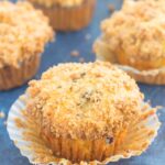 These Blueberry Cheesecake Muffins make a delicious breakfast or easy dessert. Filled with tangy blueberries, a sweet cheesecake filling and topped with a buttery streusel, these muffins will quickly become everyone's favorite treat!