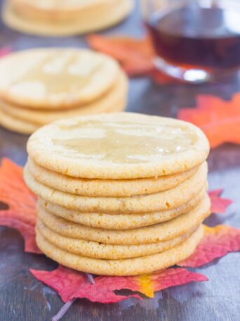 These Soft Maple Sugar Cookies make a delicious fall treat. Packed with a buttery taste and a hint of pure maple syrup, these soft and chewy cookies will quickly become a new favorite!