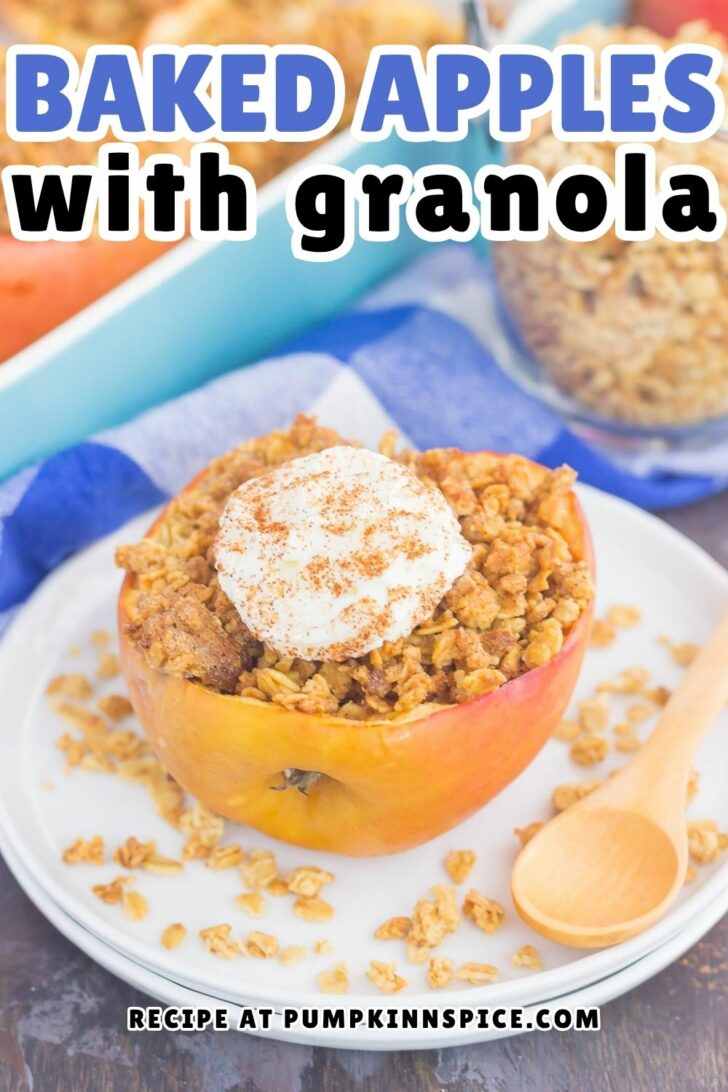 Pinterest pins for baked apples with granola