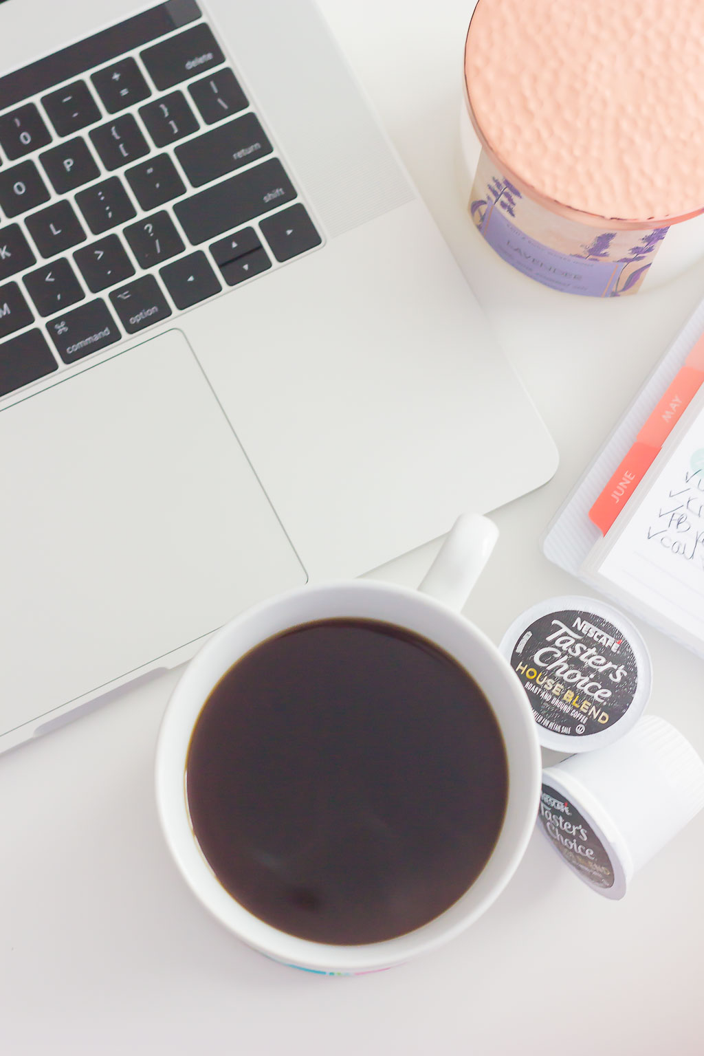 My weekday morning routine starts with a little work and a hot cup of coffee. It's what I need to get me going and give me some time to savor the start of the day.