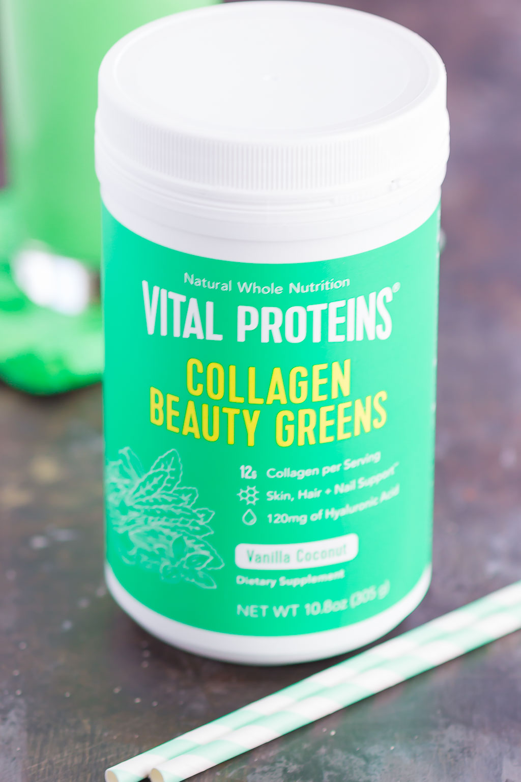 A container of Vital Proteins collagen beauty greens. 