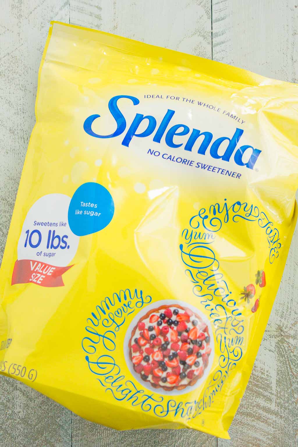 A bag of Splenda on its side 