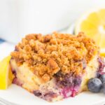 This Blueberry Lemon French Toast Bake is a simple, make-ahead breakfast that's loaded with flavor. Filled with slices of french bread, sweet blueberries and sprinkled with an irresistible streusel topping, this dish is perfect to assemble the night before and then bake the next morning!