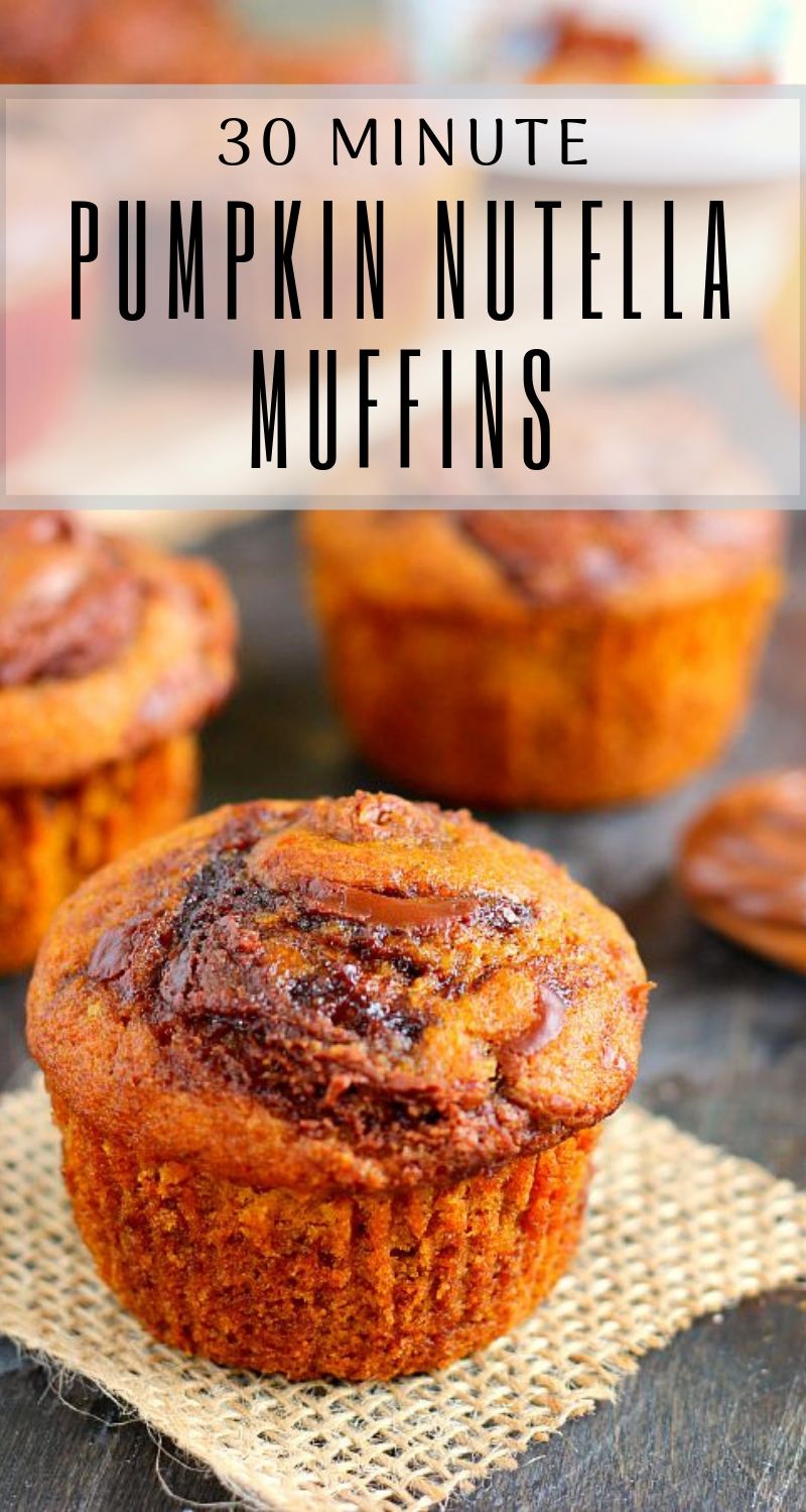 These Pumpkin Nutella Muffins are bursting with sweet pumpkin, cozy fall flavors, and swirled with creamy Nutella. They'reÂ easy to whip up and ready in less than a half hour. If you're a Nutella and pumpkin lover, these muffins are the perfect treat for you!