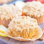 Apple Cinnamon Muffins are soft, moist, and bursting with cozy flavors. With tender chunks of fresh apples, a swirl of sweet cinnamon and a buttery, crunchy, streusel topping, these muffins make the best breakfast or dessert!