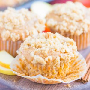 Apple Cinnamon Muffins are soft, moist, and bursting with cozy flavors. With tender chunks of fresh apples, a swirl of sweet cinnamon and a buttery, crunchy, streusel topping, these muffins make the best breakfast or dessert!