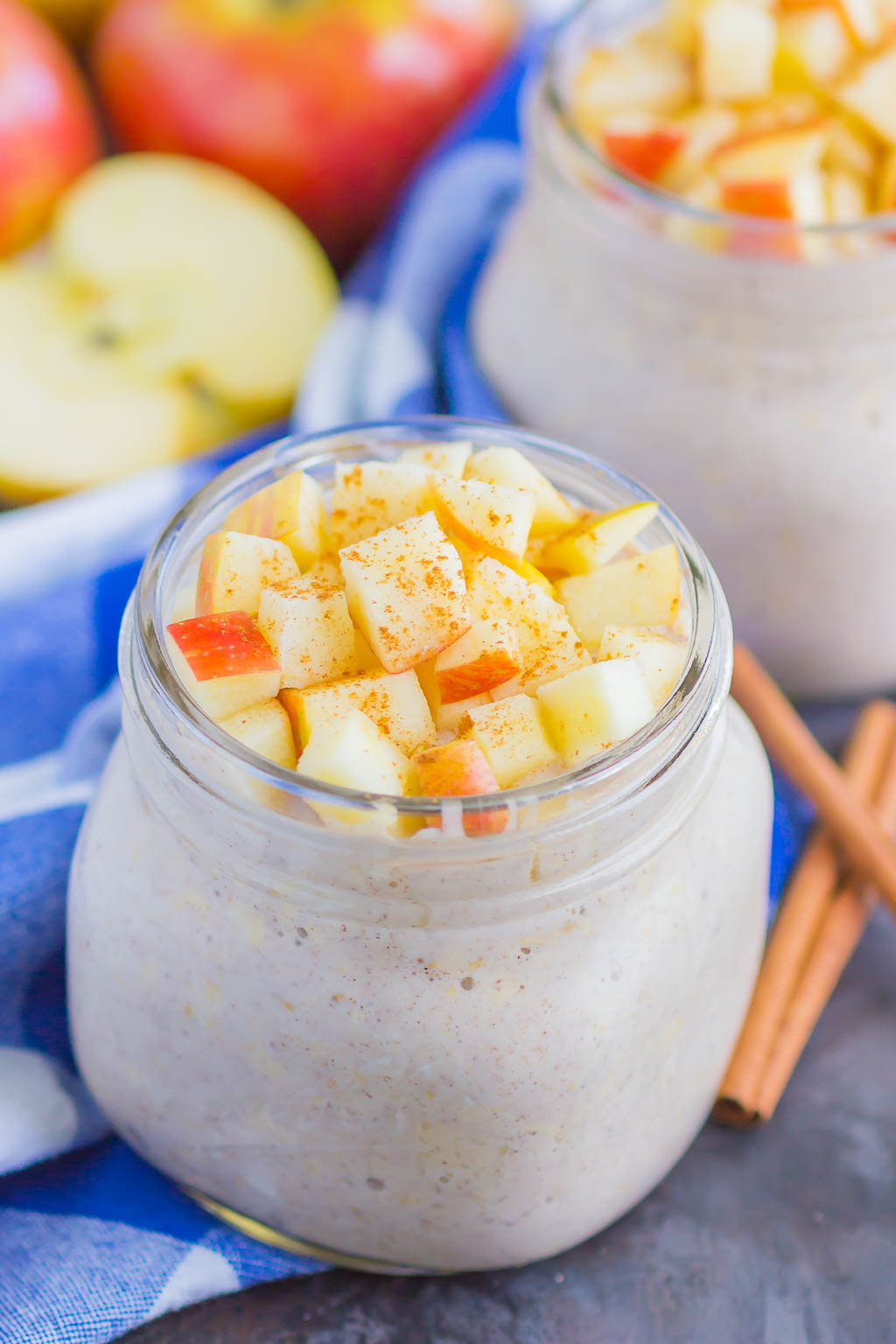Apple Pie Overnight Oats are a simple, make-ahead breakfast for busy mornings. With just five minutes of prep time and no oven required, this hearty dish is filled with cozy flavors and perfect to keep you going all morning long!